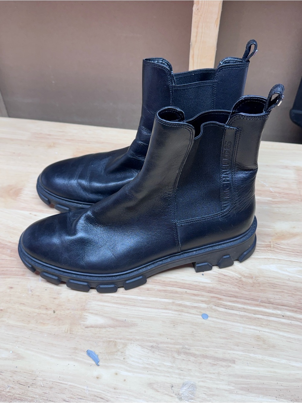 Michael Kors Black Leather Chukka Boots with Rugged Sole